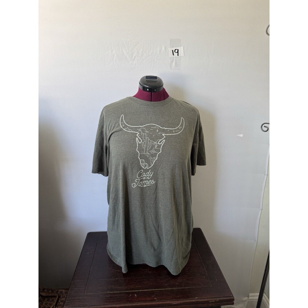 Cody James Western Graphic T Shirt Gray Longhorn Skull Cowboy Mens Tee